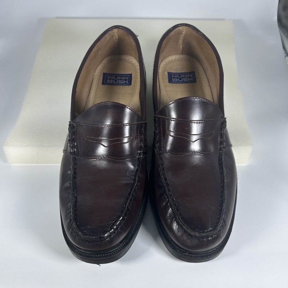 Nunn Bush Comfort Burgundy Penny Loafer Mens 12M Leather Upper Rubber Sole